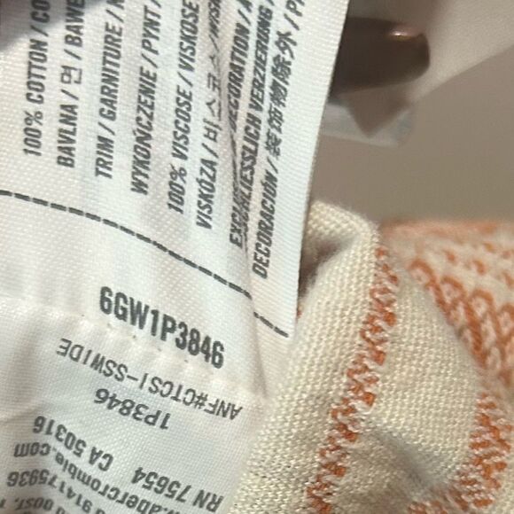 Abercrombie & Fitch Striped Cream Cotton Tassels Drawstring Shorts - Picture 6 of 9